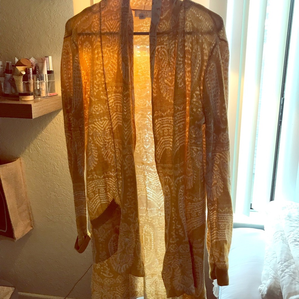 Long print cardigan
